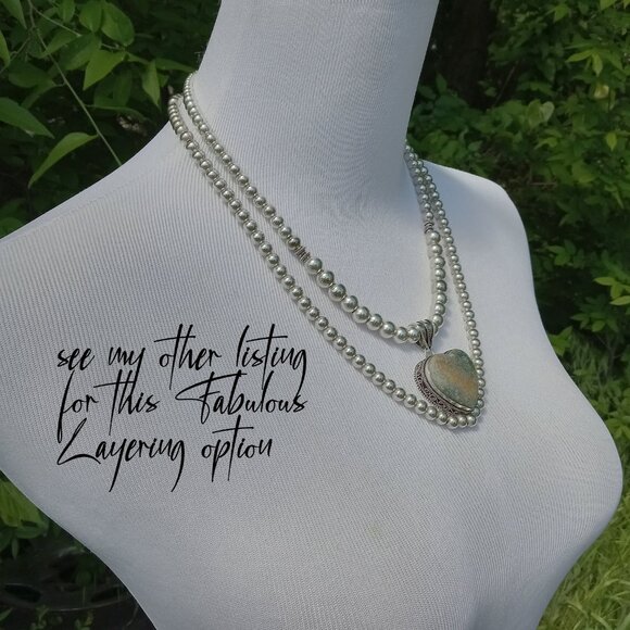 Moss Agate Sterling Silver Beaded Necklace - Picture 9 of 11